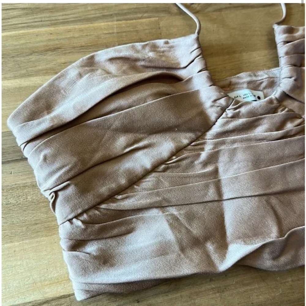 Zara Tan Ruched Crop Top - Picture 7 of 14
